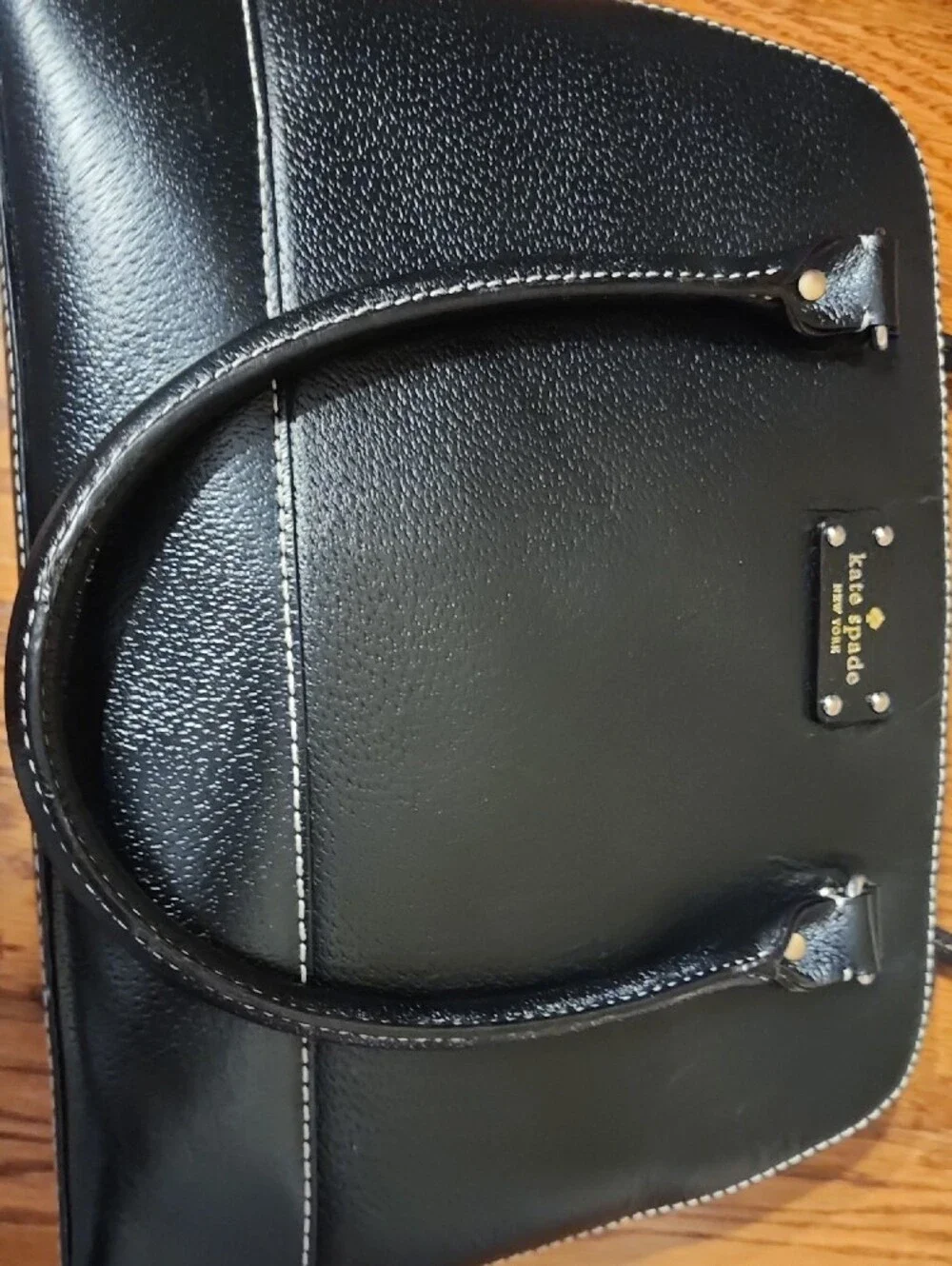 kate spade black pebbled leather satchel with gold hardware